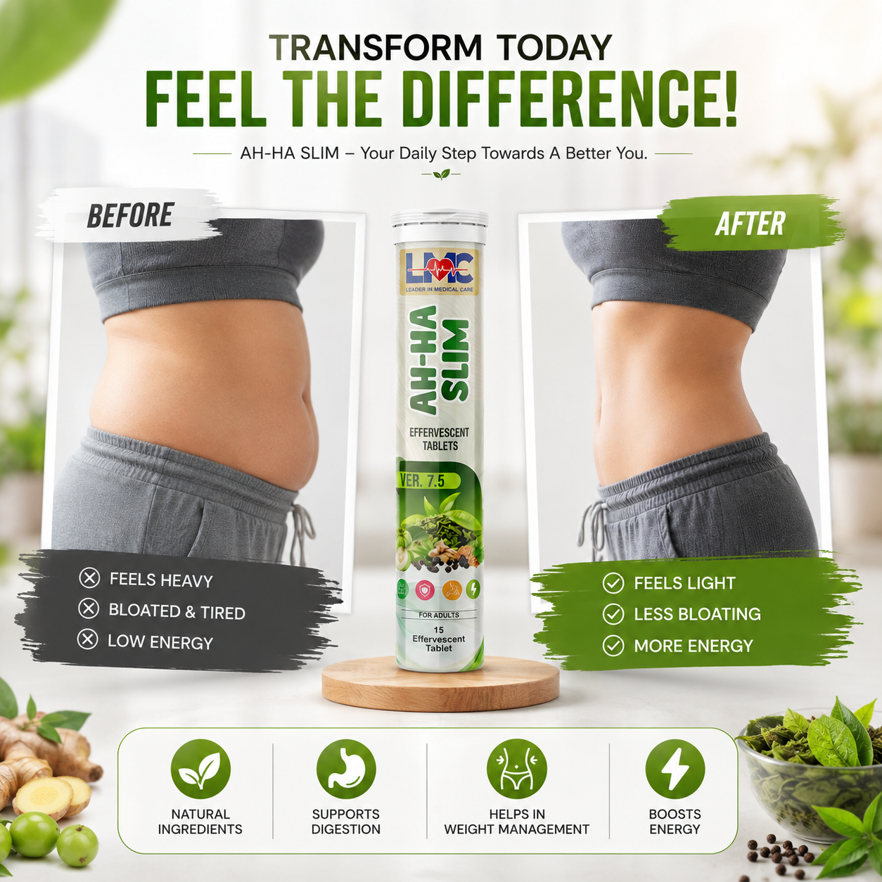 AH-HA Slim Effervescent Tablets – Daily Wellness & Healthy Weight Management Support
